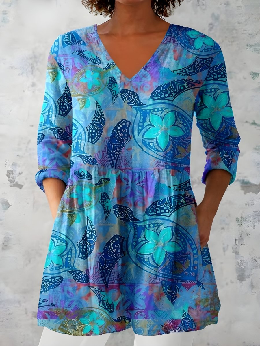 APRIL | Long blouse with V-neck - Liora Melbourne