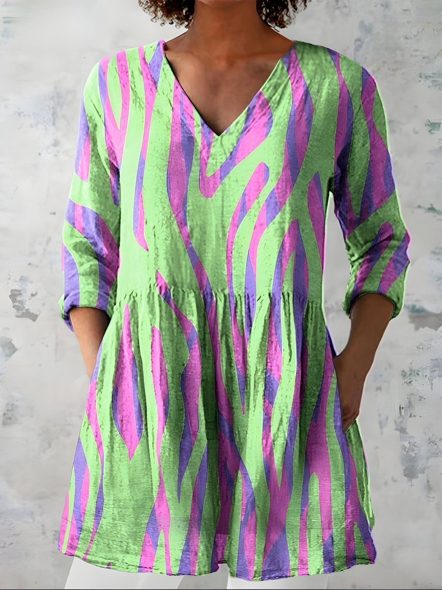 LYLA | Long blouse with V-neck - Liora Melbourne