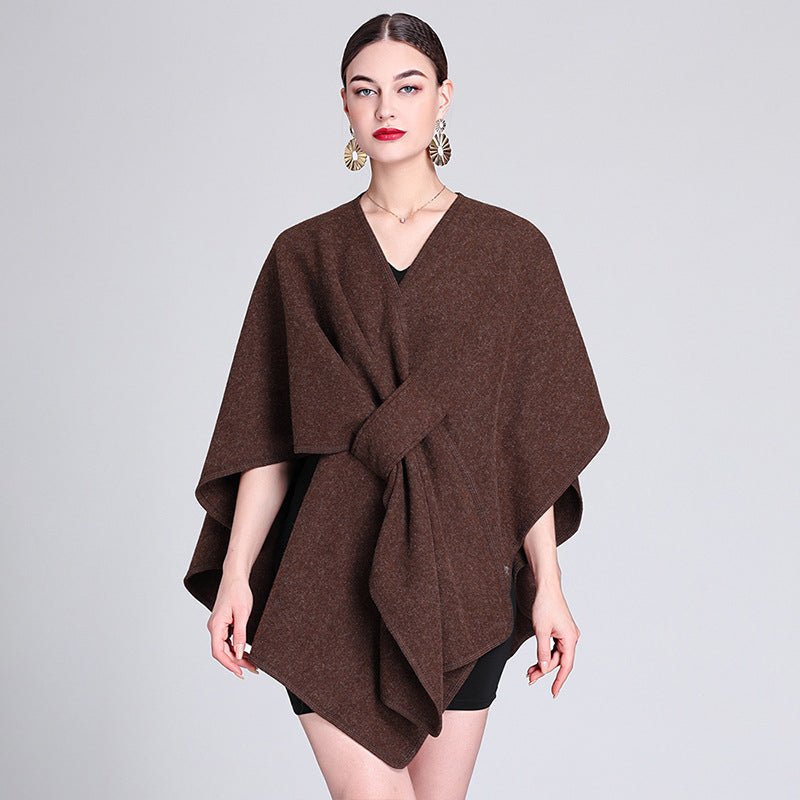 MARINA | Caped fleece shawl with open front - Liora Melbourne