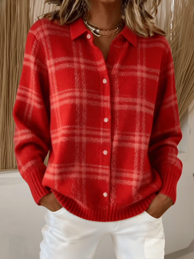 RAMONA | Cardigan with heritage plaid - Liora Melbourne