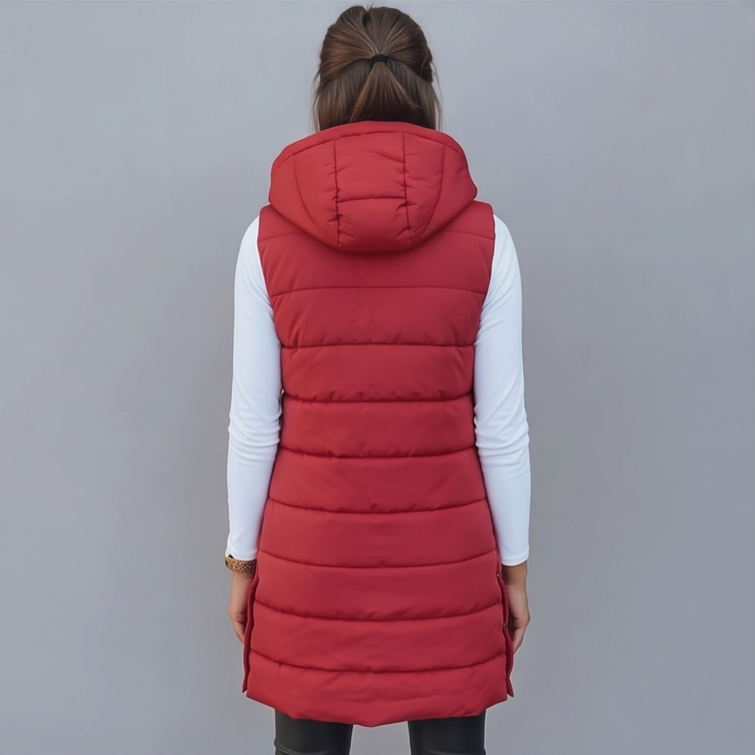 HARPER | Longline puffer vest with hood - Liora Melbourne