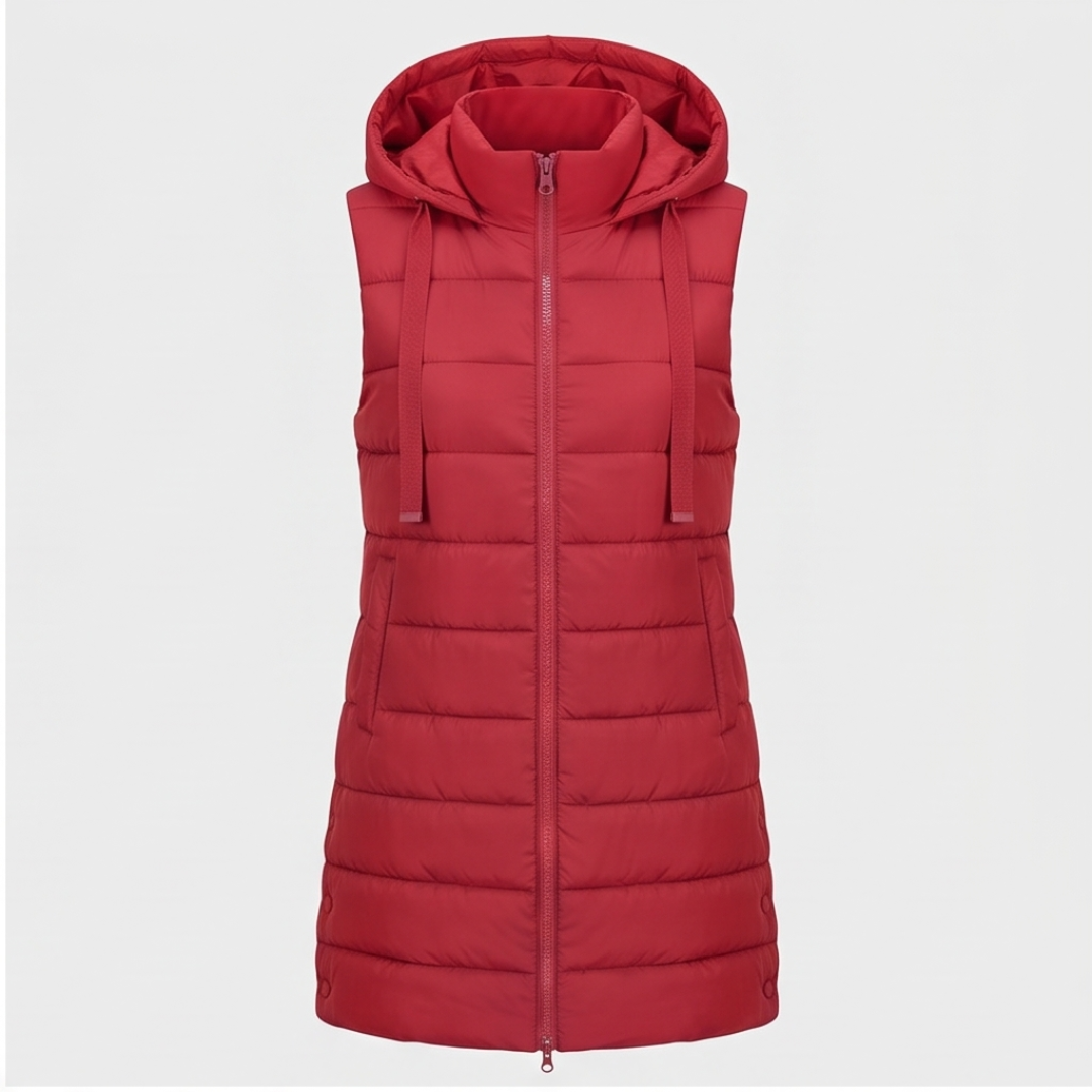 HARPER | Longline puffer vest with hood - Liora Melbourne