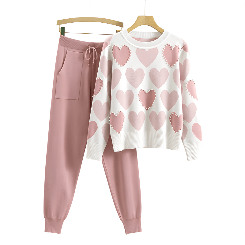 AVERY | Knit two-piece set with heart pattern - Liora Melbourne