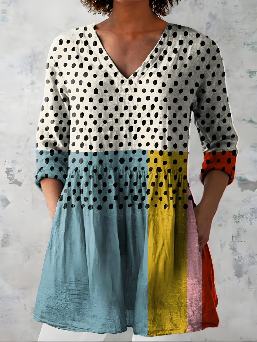 JACQUELINE | Long blouse with V-neck - Liora Melbourne