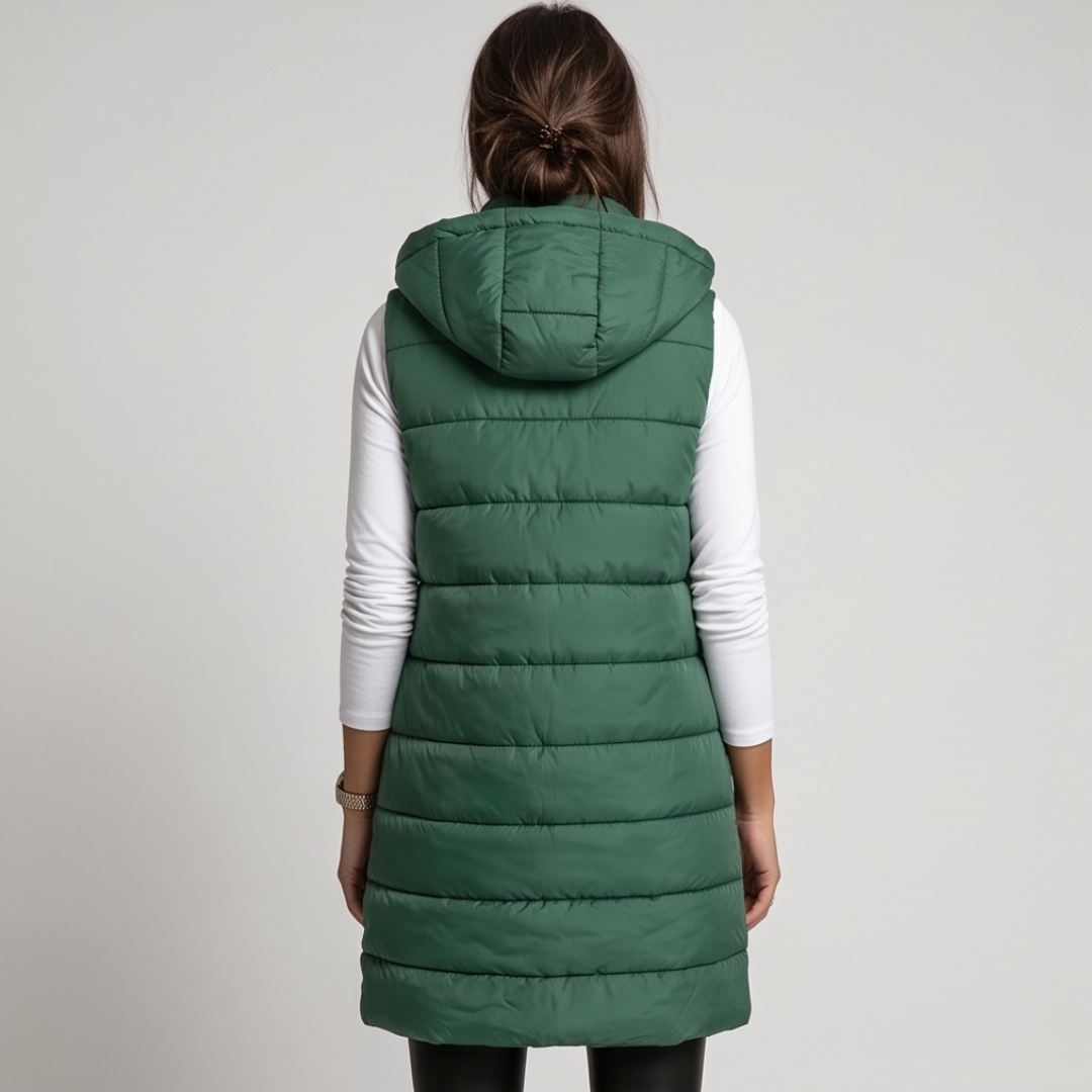HARPER | Longline puffer vest with hood - Liora Melbourne
