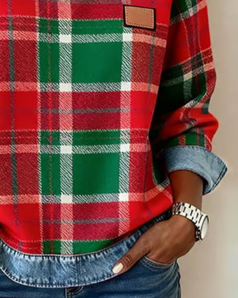PENNY | Checked jumper with denim details - Liora Melbourne