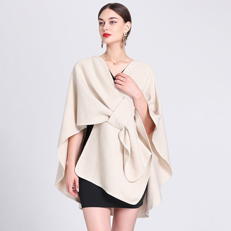 MARINA | Caped fleece shawl with open front - Liora Melbourne