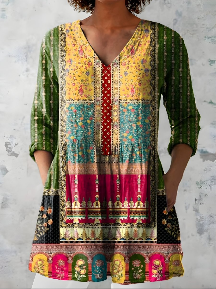 MELODY | Long blouse with V-neck - Liora Melbourne