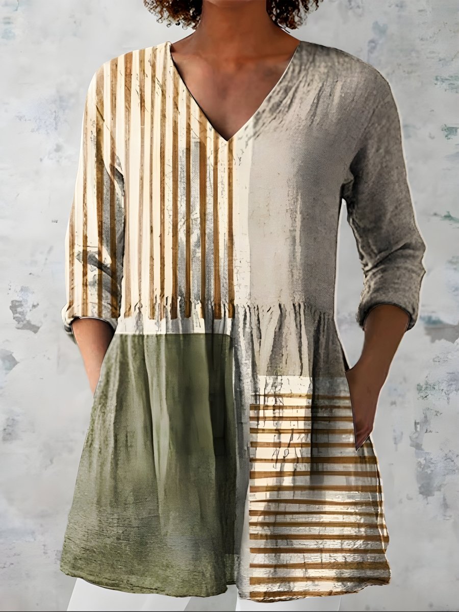 NATALIE | Long blouse with V-neck - Liora Melbourne