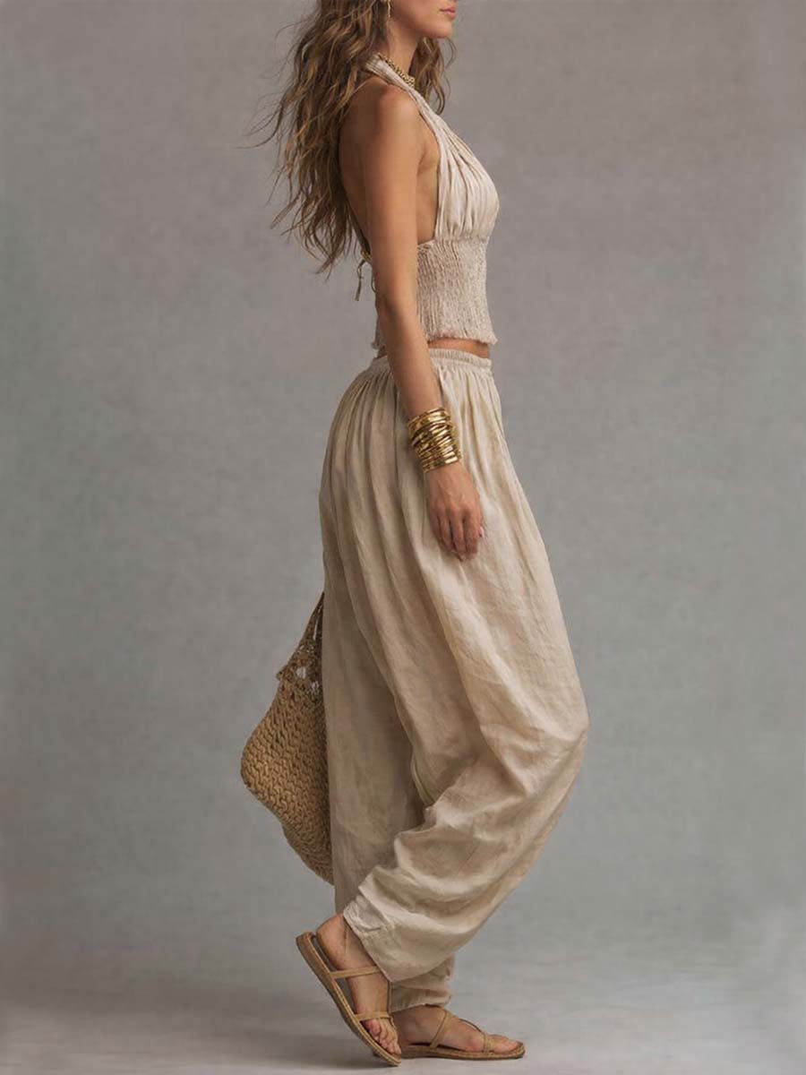 DANNA | Set with halter crop top and harem pants - Liora Melbourne