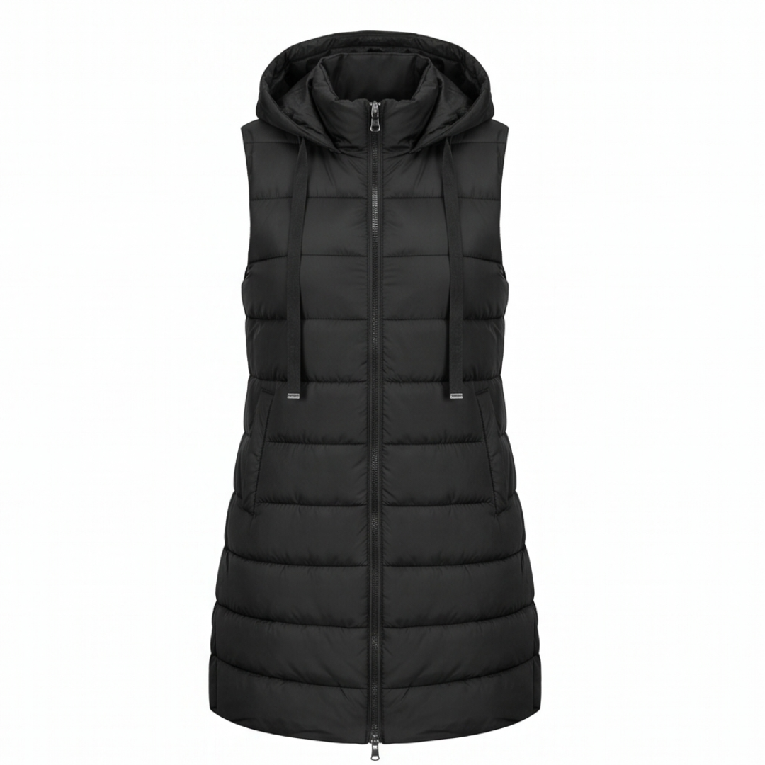 HARPER | Longline puffer vest with hood - Liora Melbourne