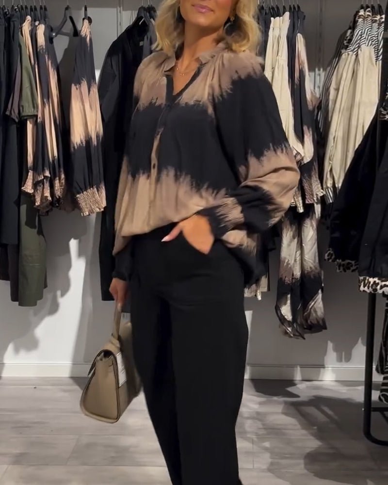JAMIE | Blouse with colourblock V-neck - Liora Melbourne