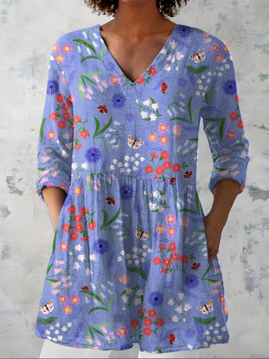 JOSIE | Long blouse with V-neck - Liora Melbourne
