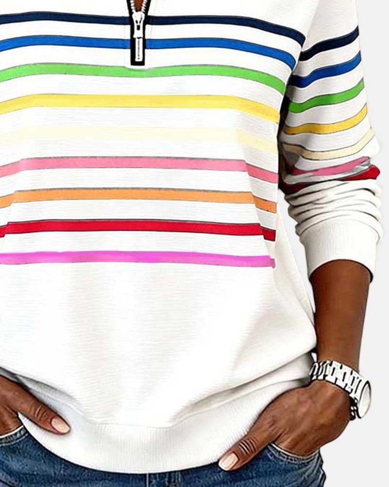 WREN | Zip sweatshirt with rainbow stripes - Liora Melbourne
