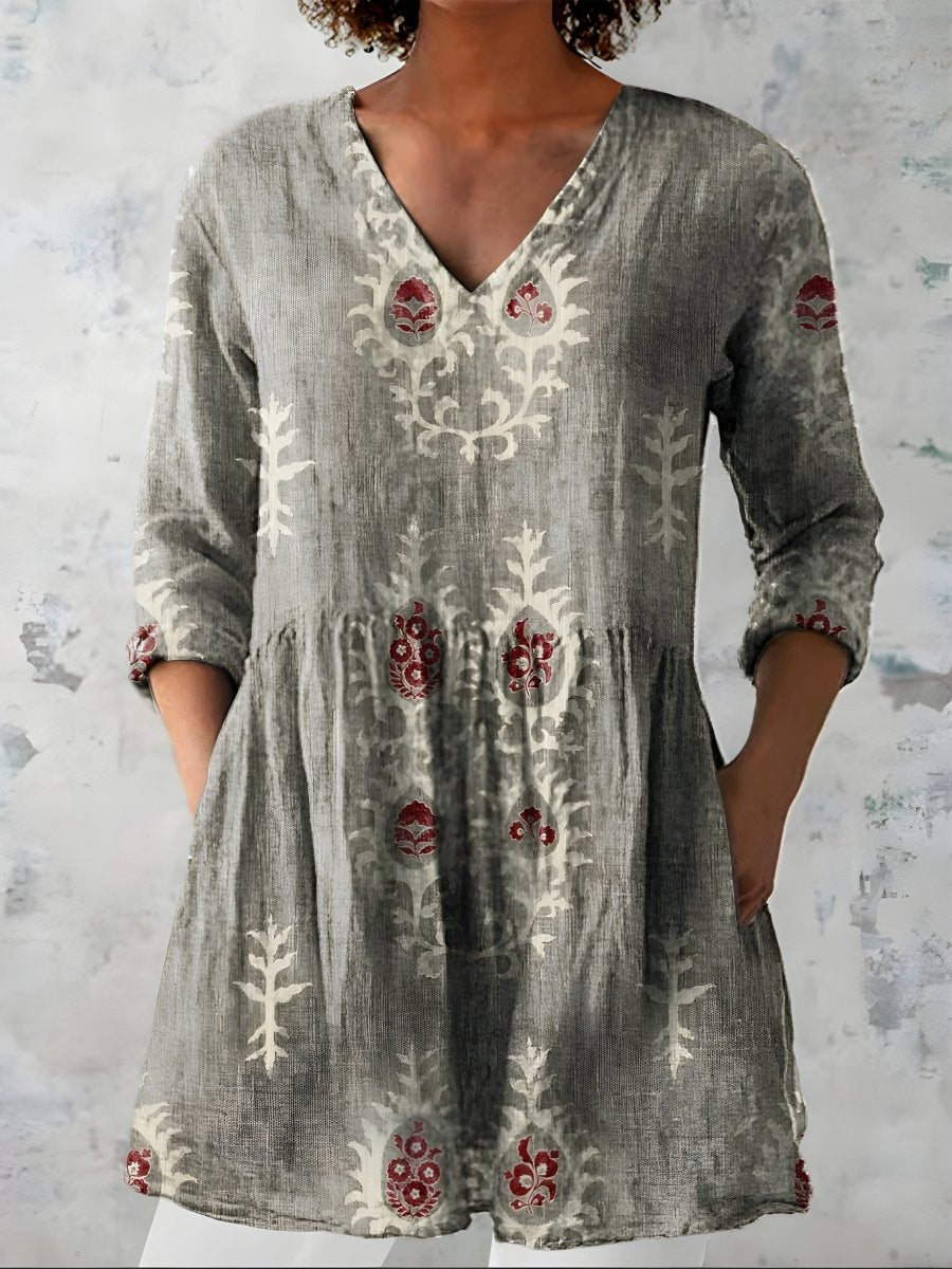 EVERLY | Long blouse with V-neck - Liora Melbourne
