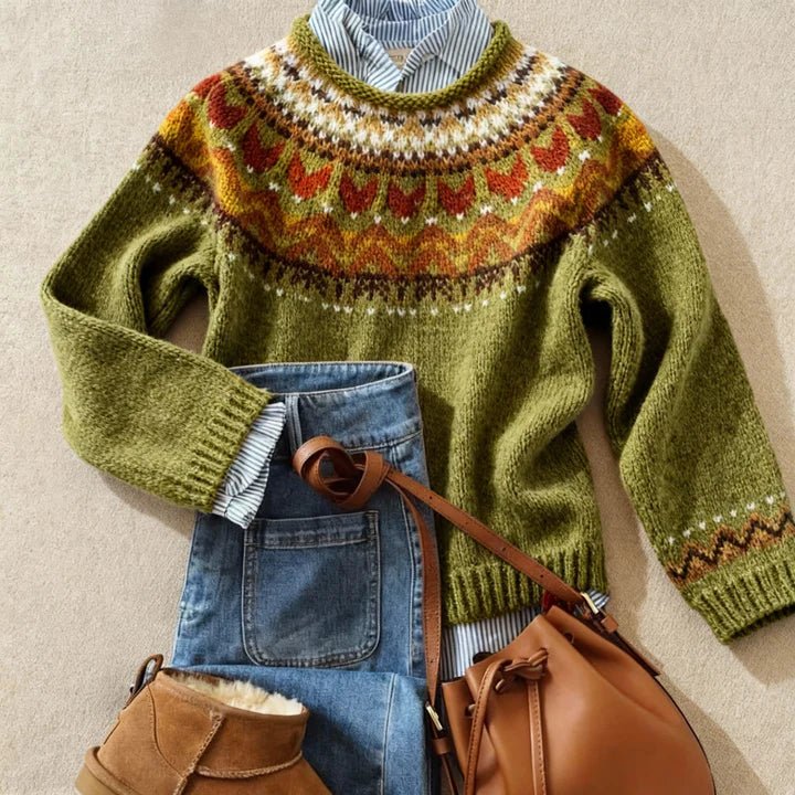 LARA | Knit jumper with Nordic pattern - Liora Melbourne