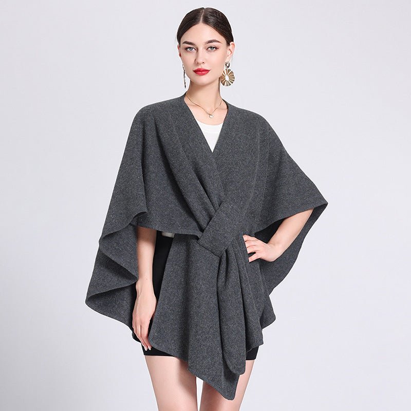 MARINA | Caped fleece shawl with open front - Liora Melbourne