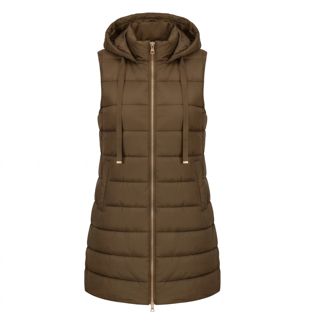 HARPER | Longline puffer vest with hood - Liora Melbourne