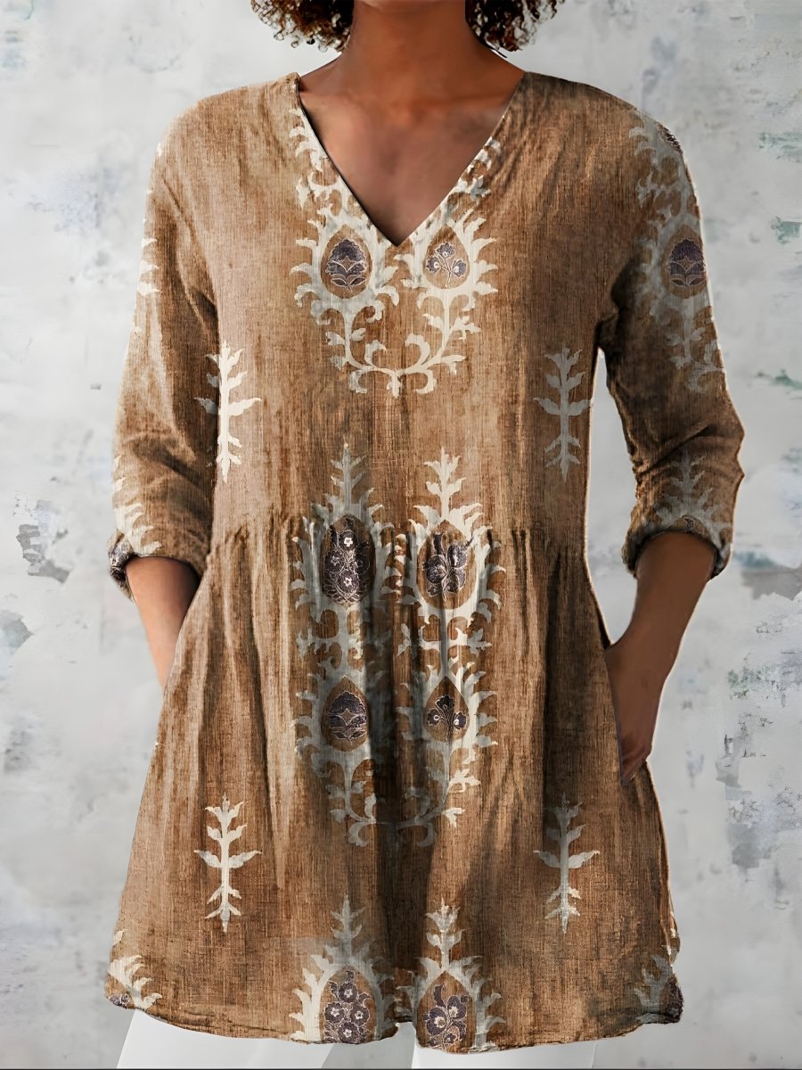 EVERLY | Long blouse with V-neck - Liora Melbourne