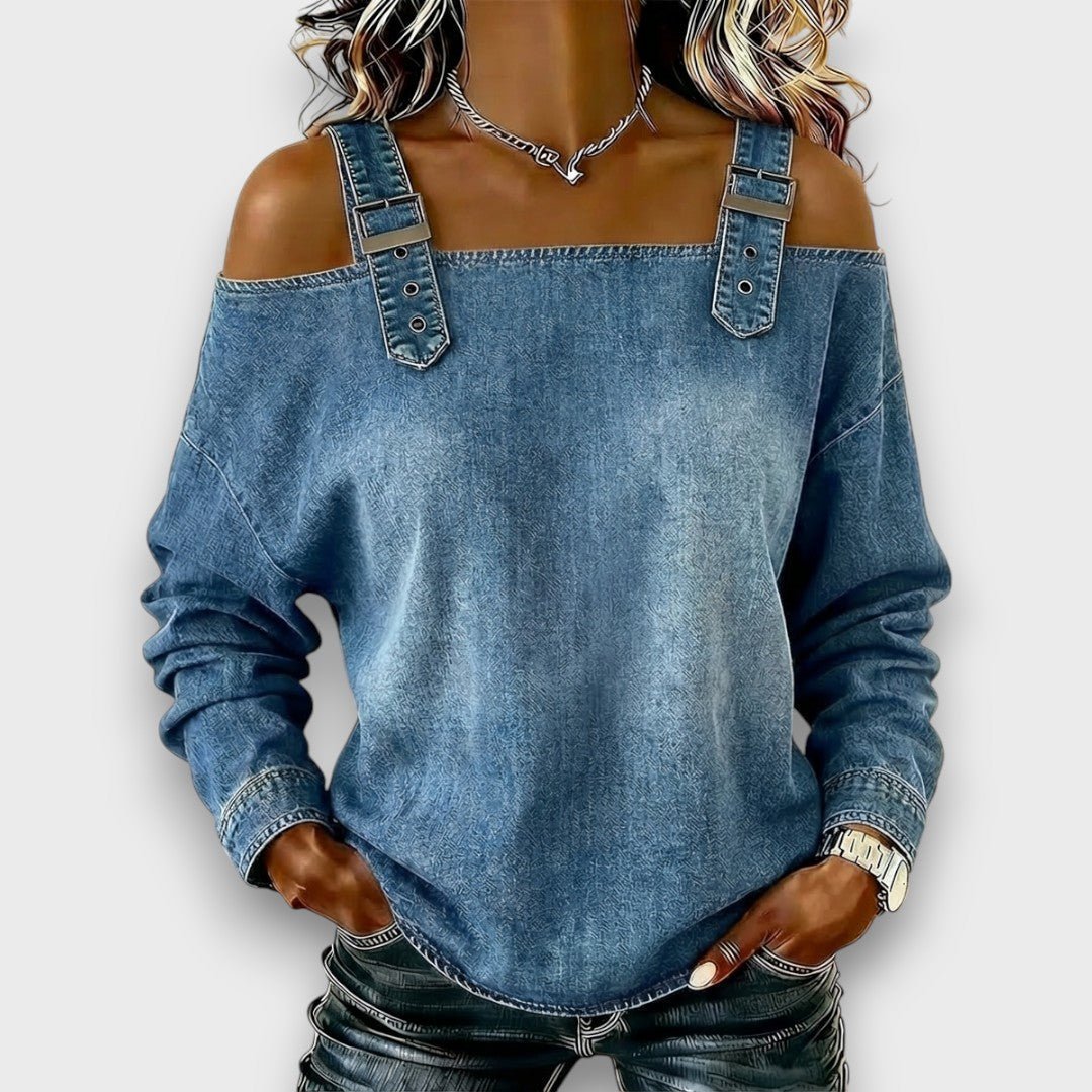 ELAMA | Off-shoulder top with denim look - Liora Melbourne