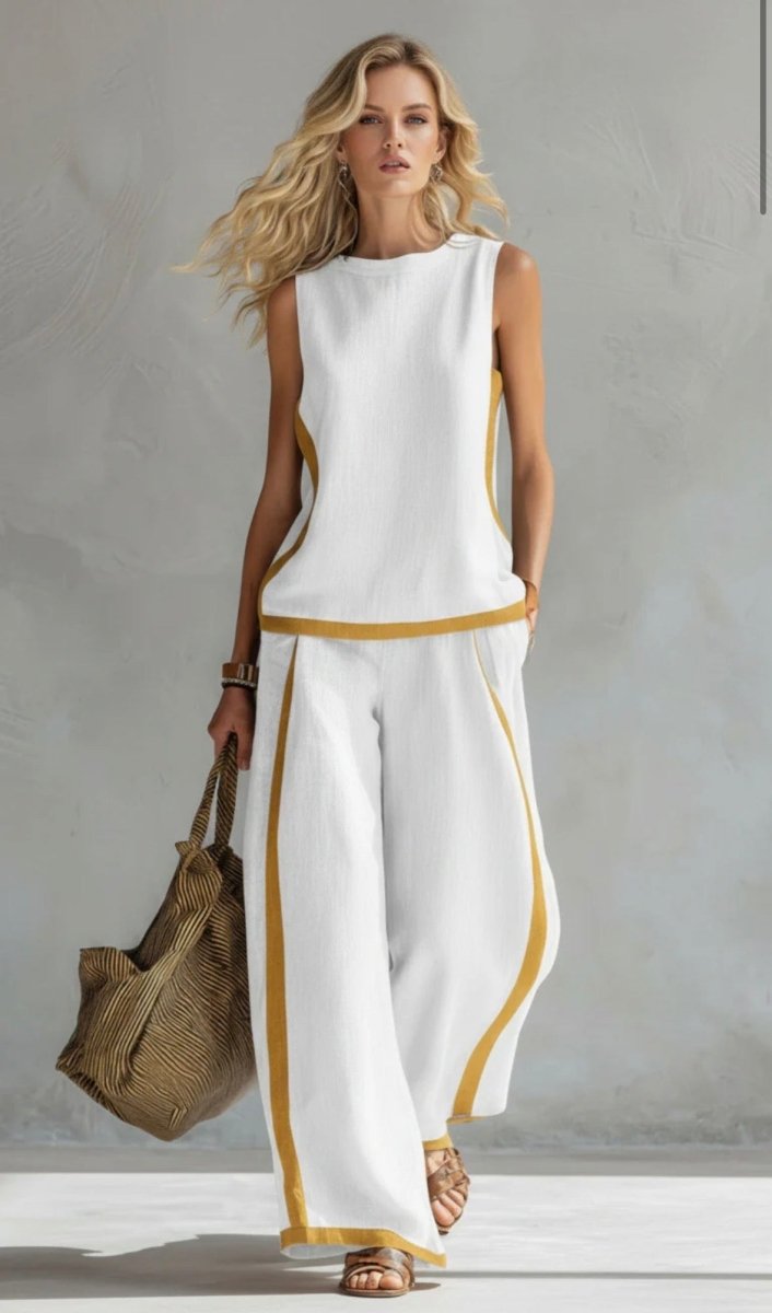 LESLIE | Linen set with wide-leg pants - Liora Melbourne