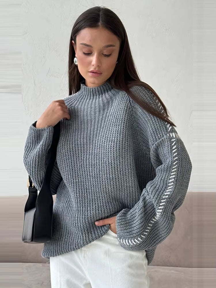 DAISY | Oversized jumper with blanket stitch detail - Liora Melbourne