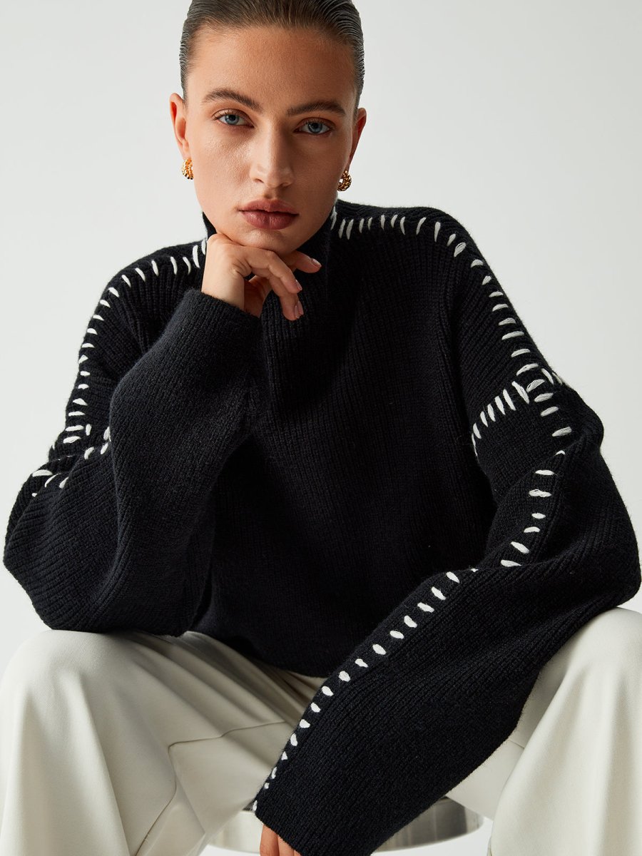 DAISY | Oversized jumper with blanket stitch detail - Liora Melbourne