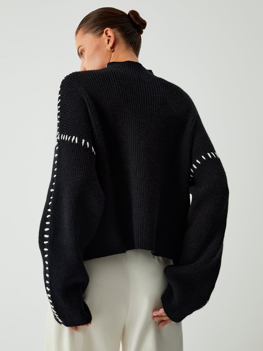 DAISY | Oversized jumper with blanket stitch detail - Liora Melbourne