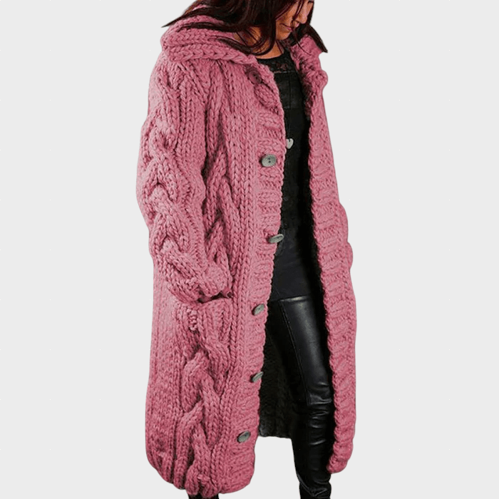 KARINA | Longline coat with cable knit - Liora Melbourne