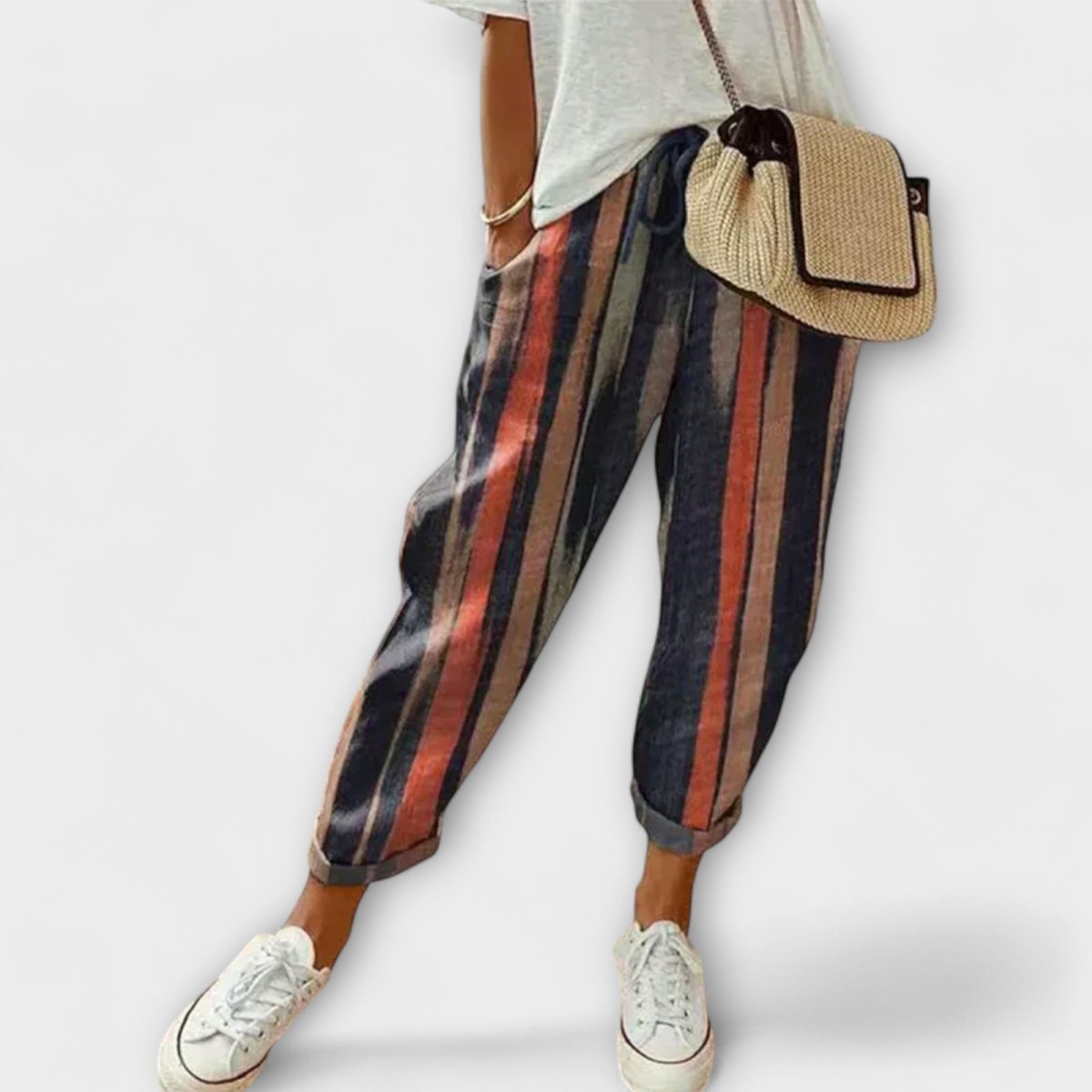PAULINA | Trousers with relaxed linen-cotton blend - Liora Melbourne