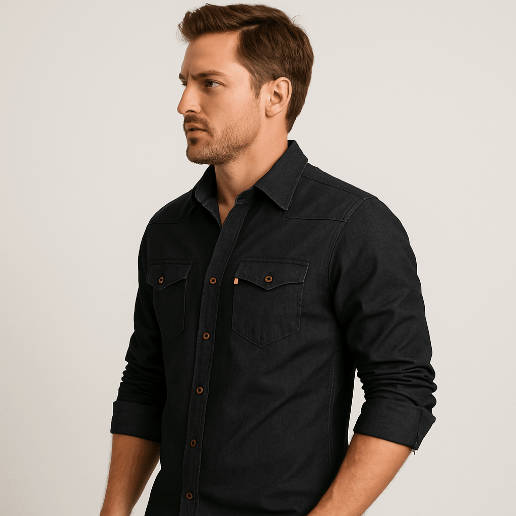 COOPER | Denim jacket with wooden buttons - Liora Melbourne