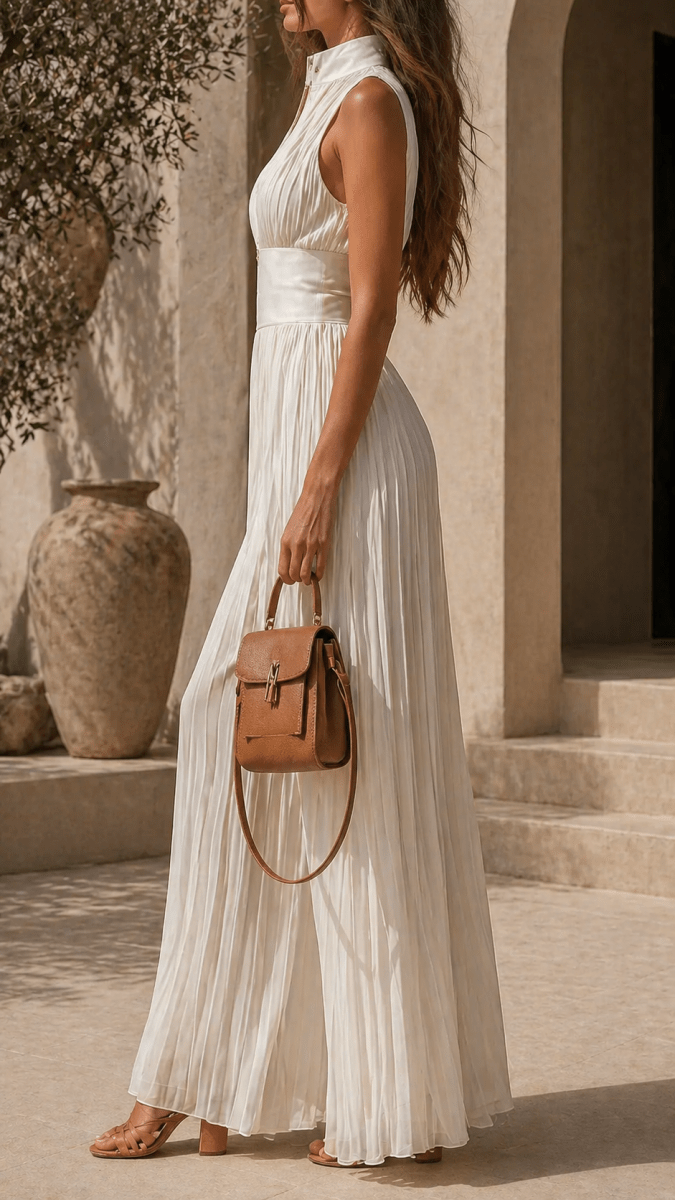 CAELIA | Wide-leg jumpsuit with pleated front - Liora Melbourne