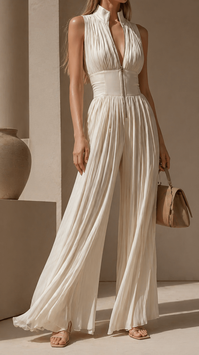 CAELIA | Wide-leg pleated jumpsuit - Liora Melbourne