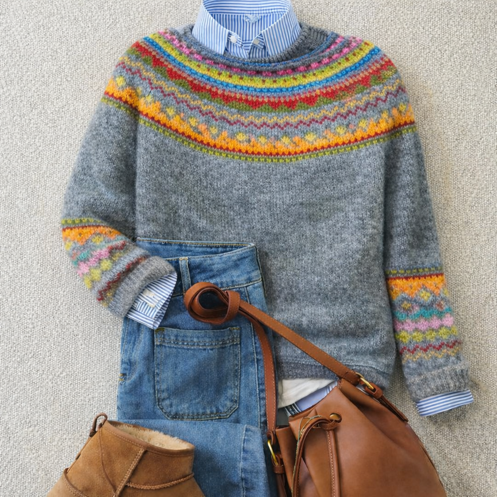 EMILY | Nordic knit jumper with ribbed cuffs - Liora Melbourne