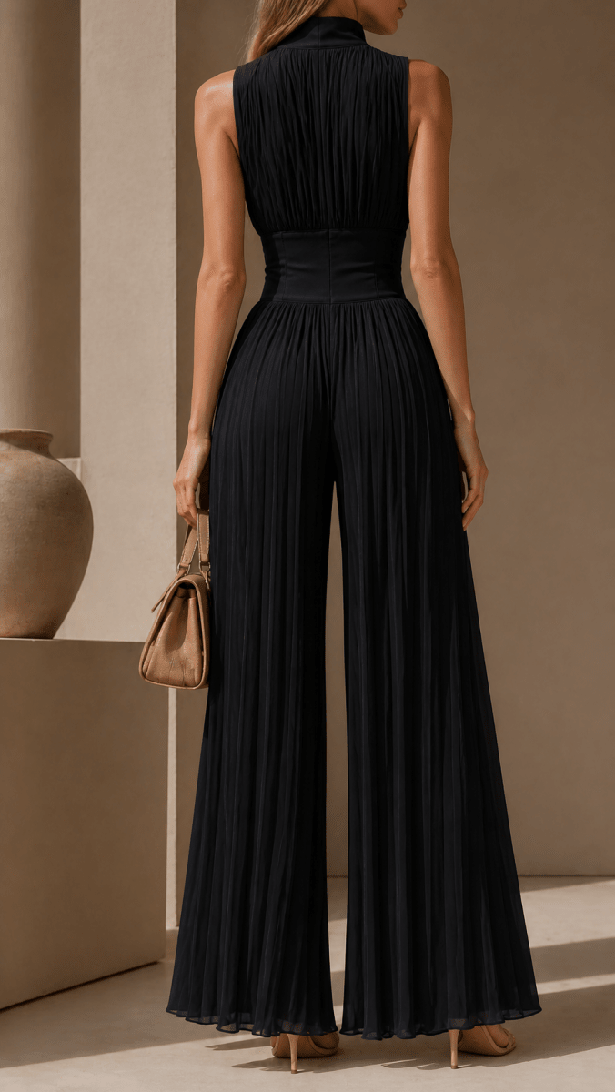 CAELIA | Wide-leg jumpsuit with pleated front - Liora Melbourne
