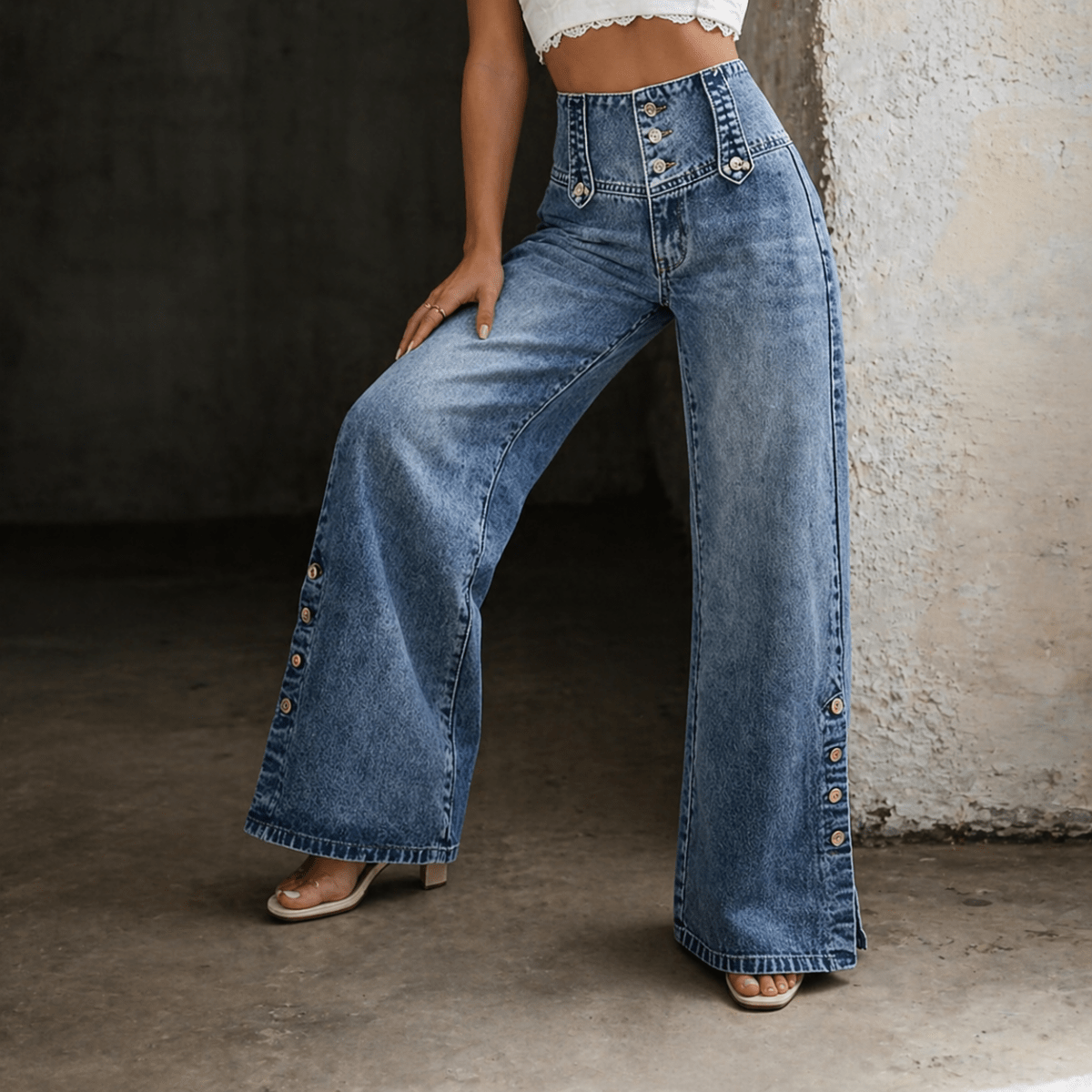 JOLENE | High-waist jeans with side slits - Liora Melbourne