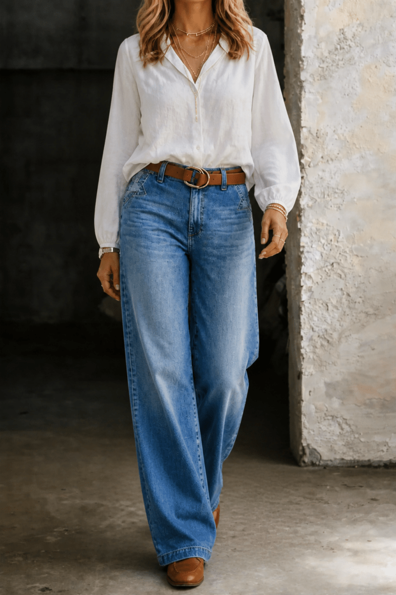 AMANI | High-waisted jeans with wide-leg fit - Liora Melbourne