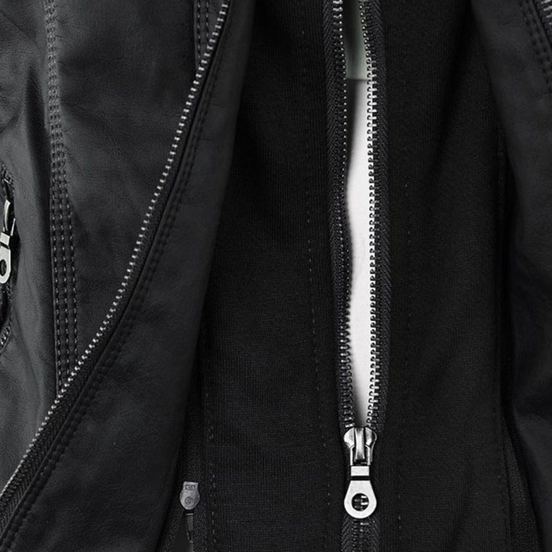 LALUNA | Leather jacket with detachable hood - Liora Melbourne