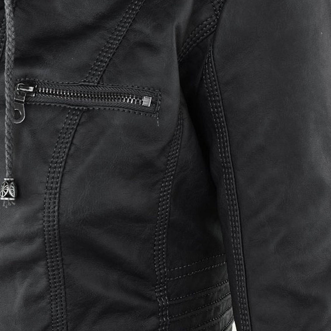 ISLA | Leather jacket with detachable hood - Liora Melbourne