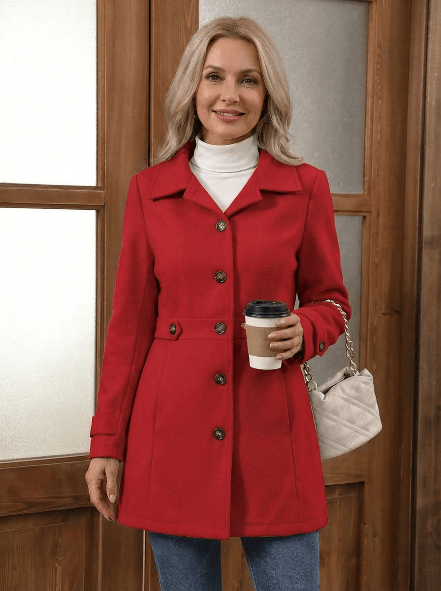 IRENE | Wool-blend coat with button front - Liora Melbourne