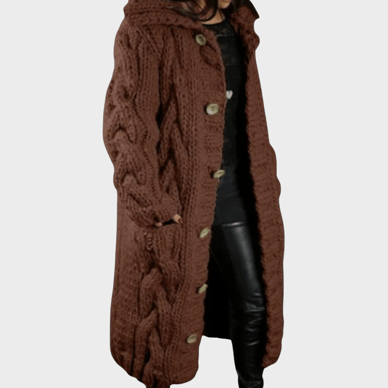 KARINA | Longline coat with cable knit - Liora Melbourne