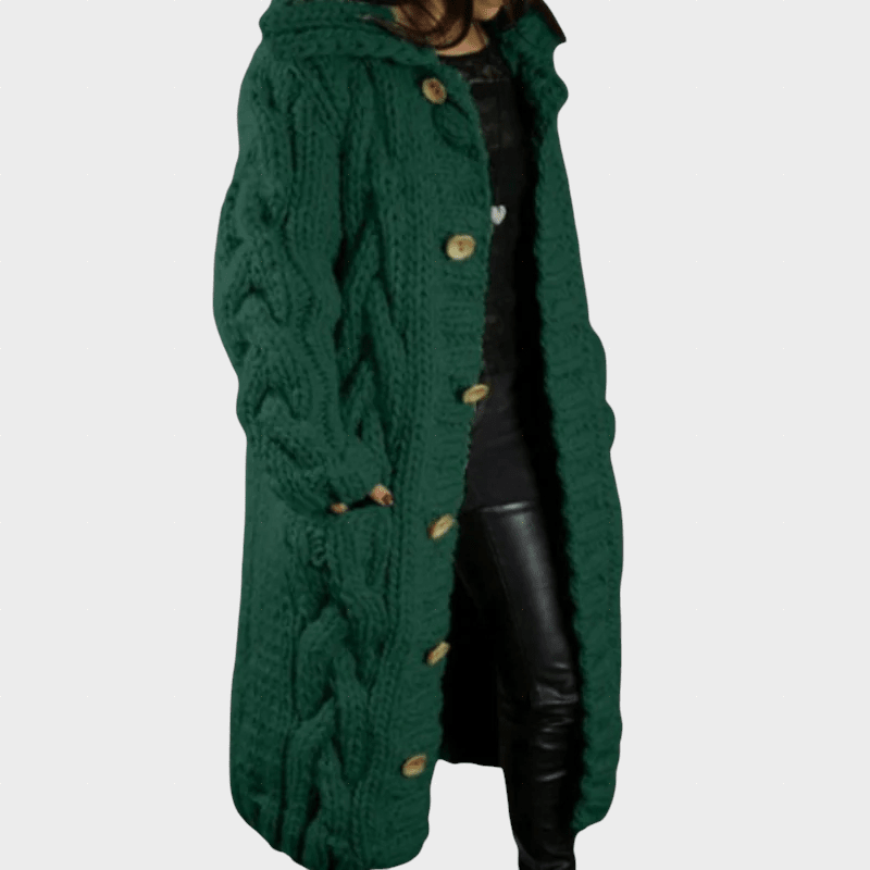 KARINA | Longline coat with cable knit - Liora Melbourne