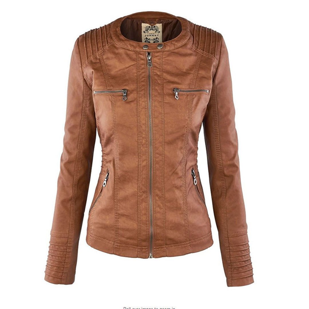 LALUNA | Leather jacket with detachable hood - Liora Melbourne