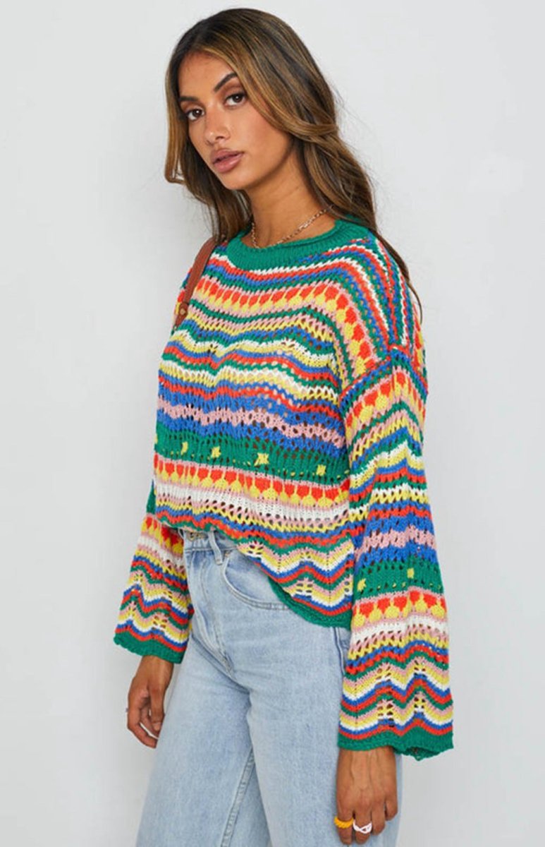 ZARA | Knitted jumper with colour-block detail - Liora Melbourne