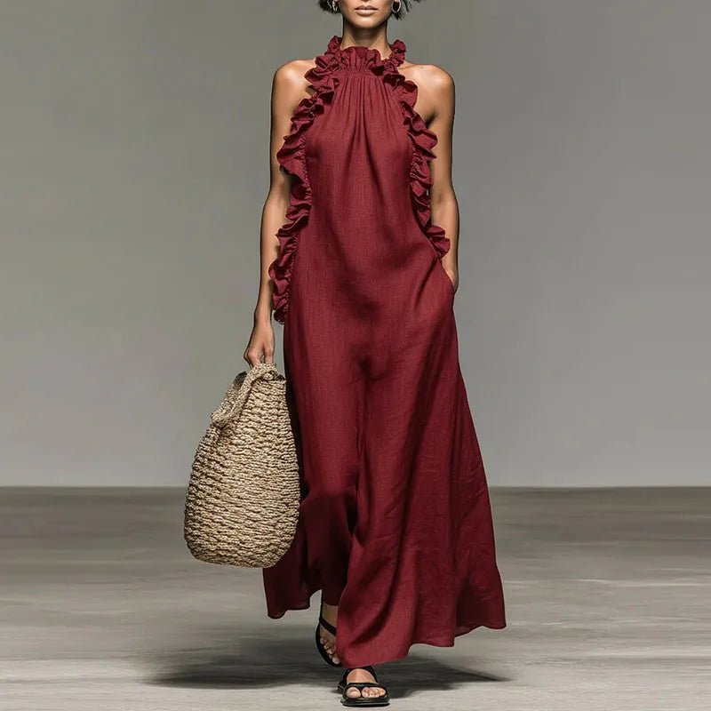 AURELIA | Maxi dress with ruffle halter neckline - Liora Melbourne