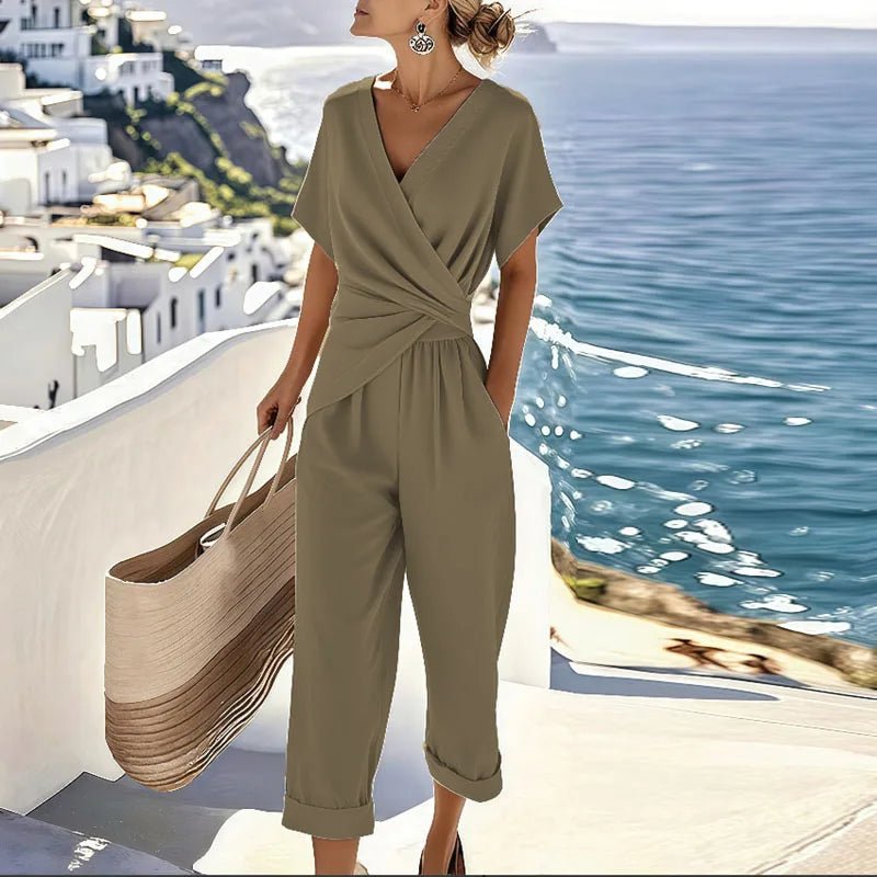 COLLEEN | Set with wrap-front top and cropped trousers - Liora Melbourne