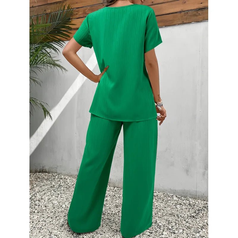 LORRINA | Set with asymmetric blouse and wide-leg trousers - Liora Melbourne