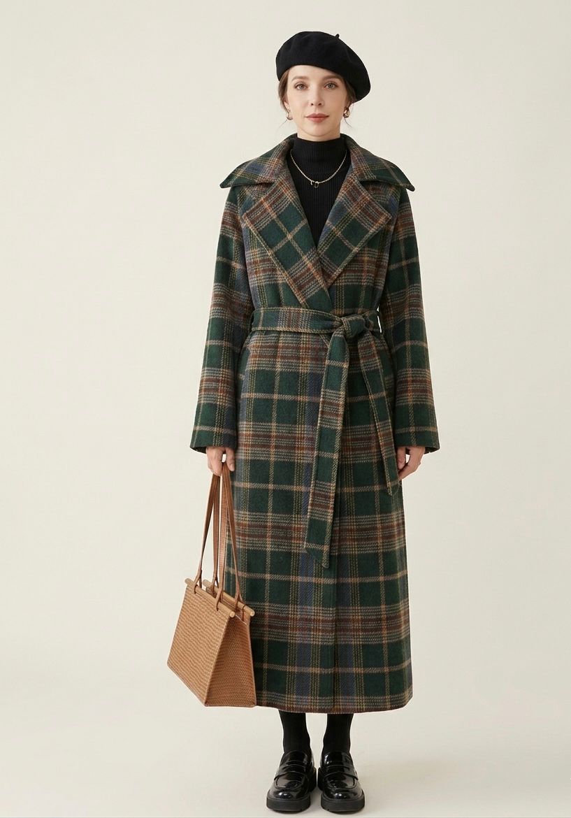 IVY | Longline coat with check pattern - Liora Melbourne