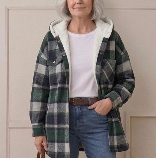 PIPER | Hooded shacket with flannel fabric - Liora Melbourne