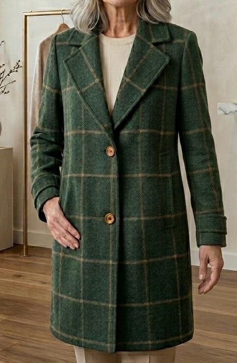 MARGARET | Long-line coat with heritage tweed - Liora Melbourne